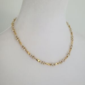 Vintage Clustered Mini Pearl Necklace 10K Vermeil Gold Chain Links Elegant Gift